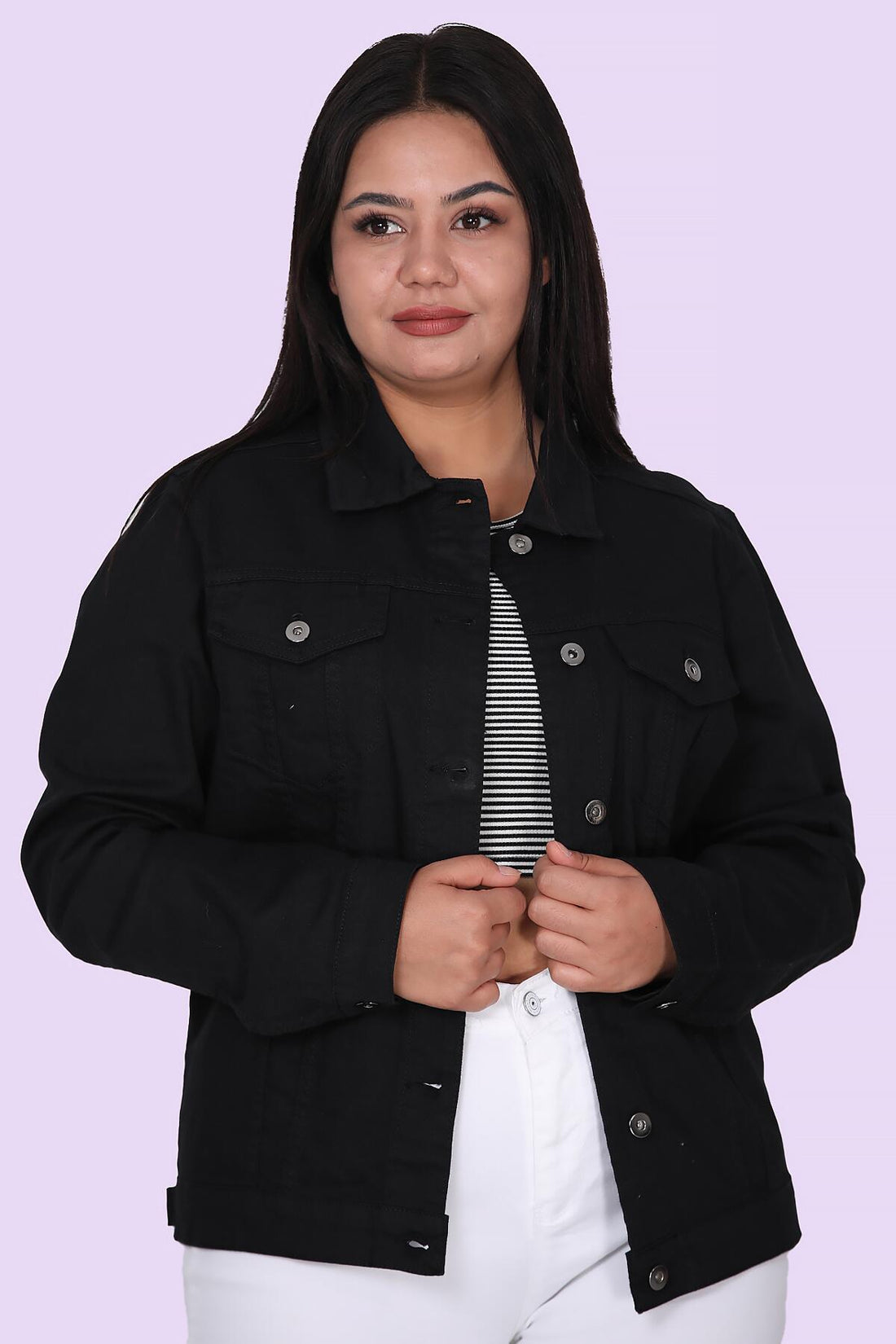 Veste En Jean Grande Taille, Noire
