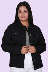 Veste En Jean Grande Taille, Noire