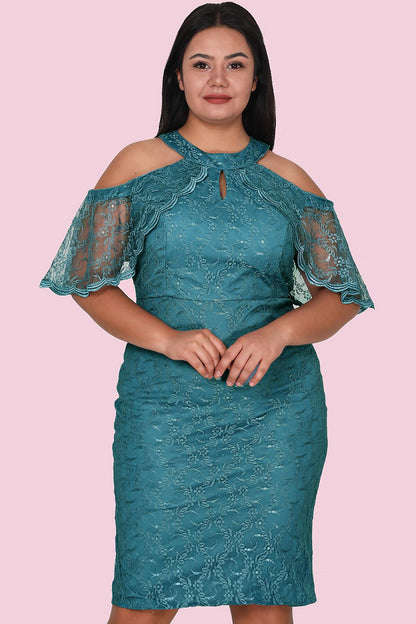 Short midi dress summer dress wedding for plus sizes NELB0588D5134YŞL