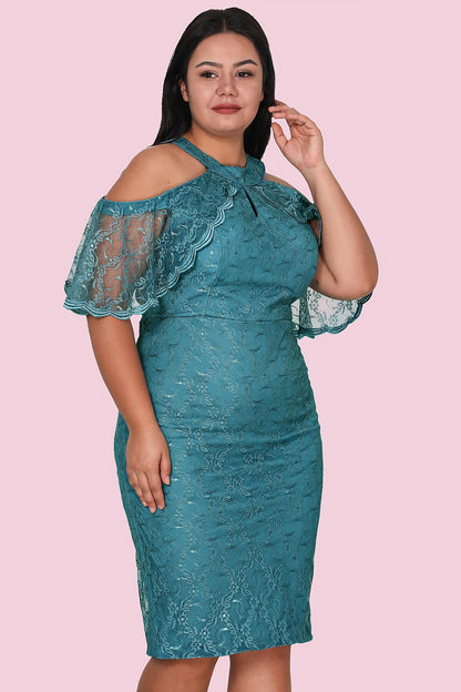 Short midi dress summer dress wedding for plus sizes NELB0588D5134YŞL