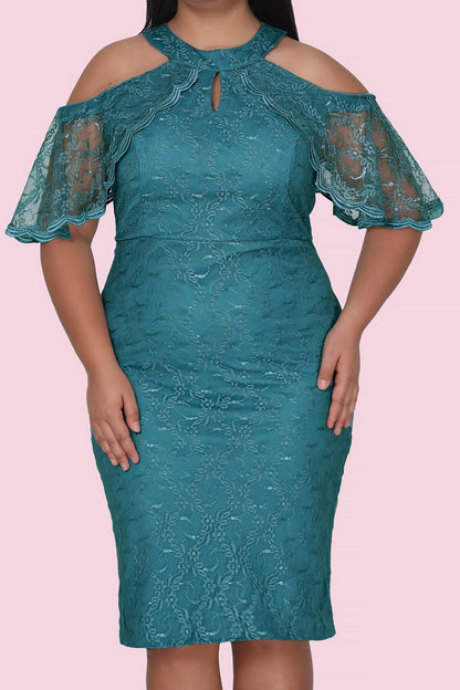 Short midi dress summer dress wedding for plus sizes NELB0588D5134YŞL