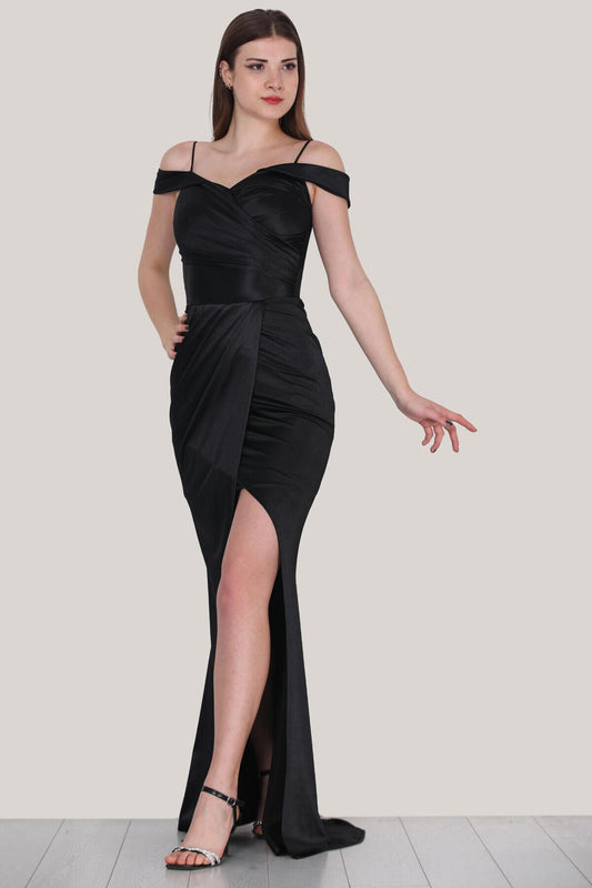 Satin Evening Dress — Black