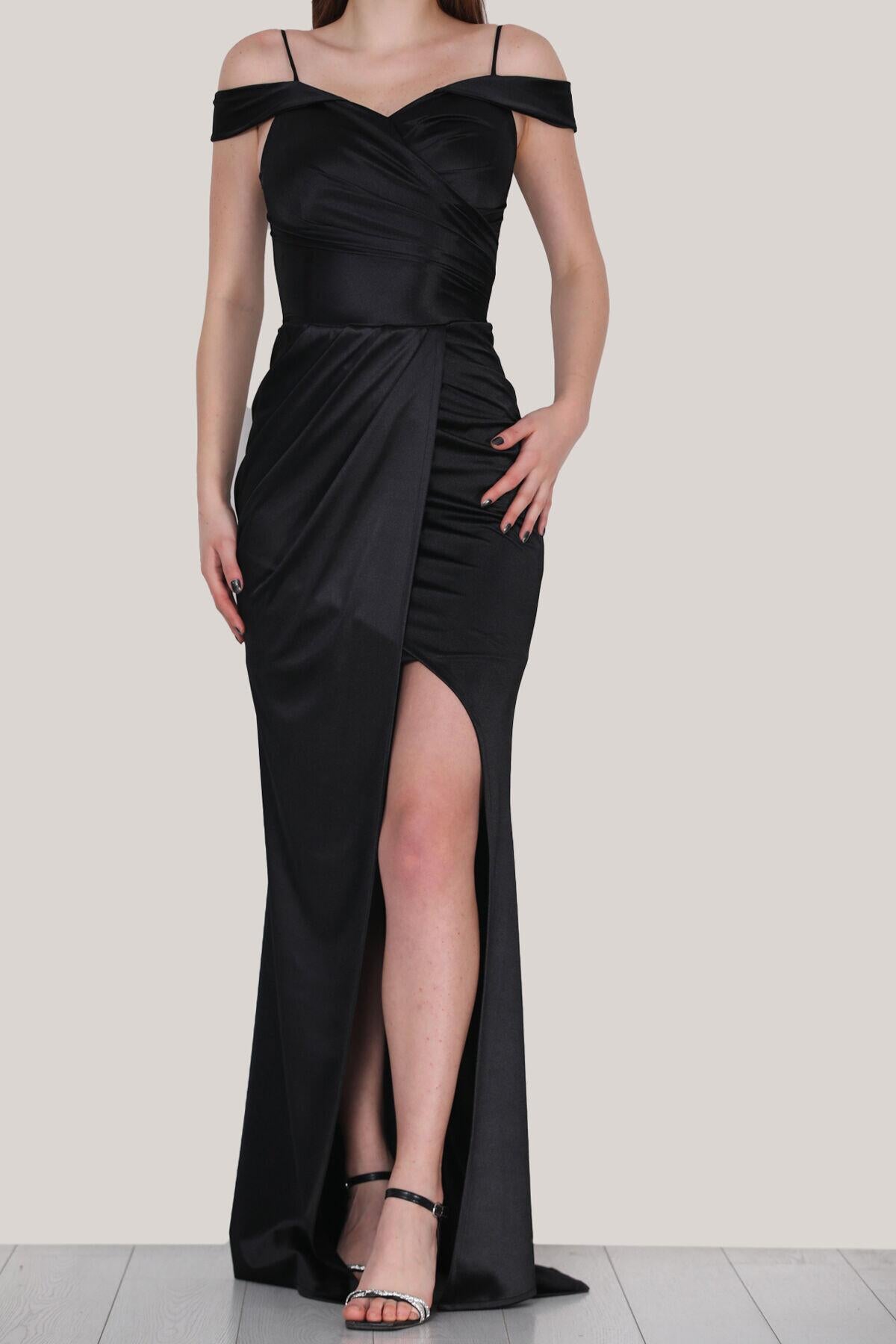 Satinkleid – Schwarz