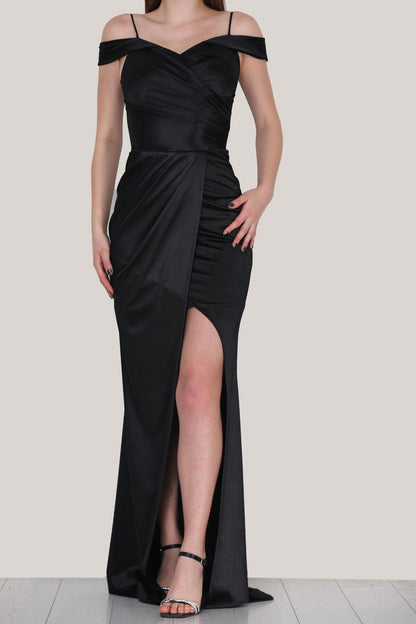 Satinkleid – Schwarz