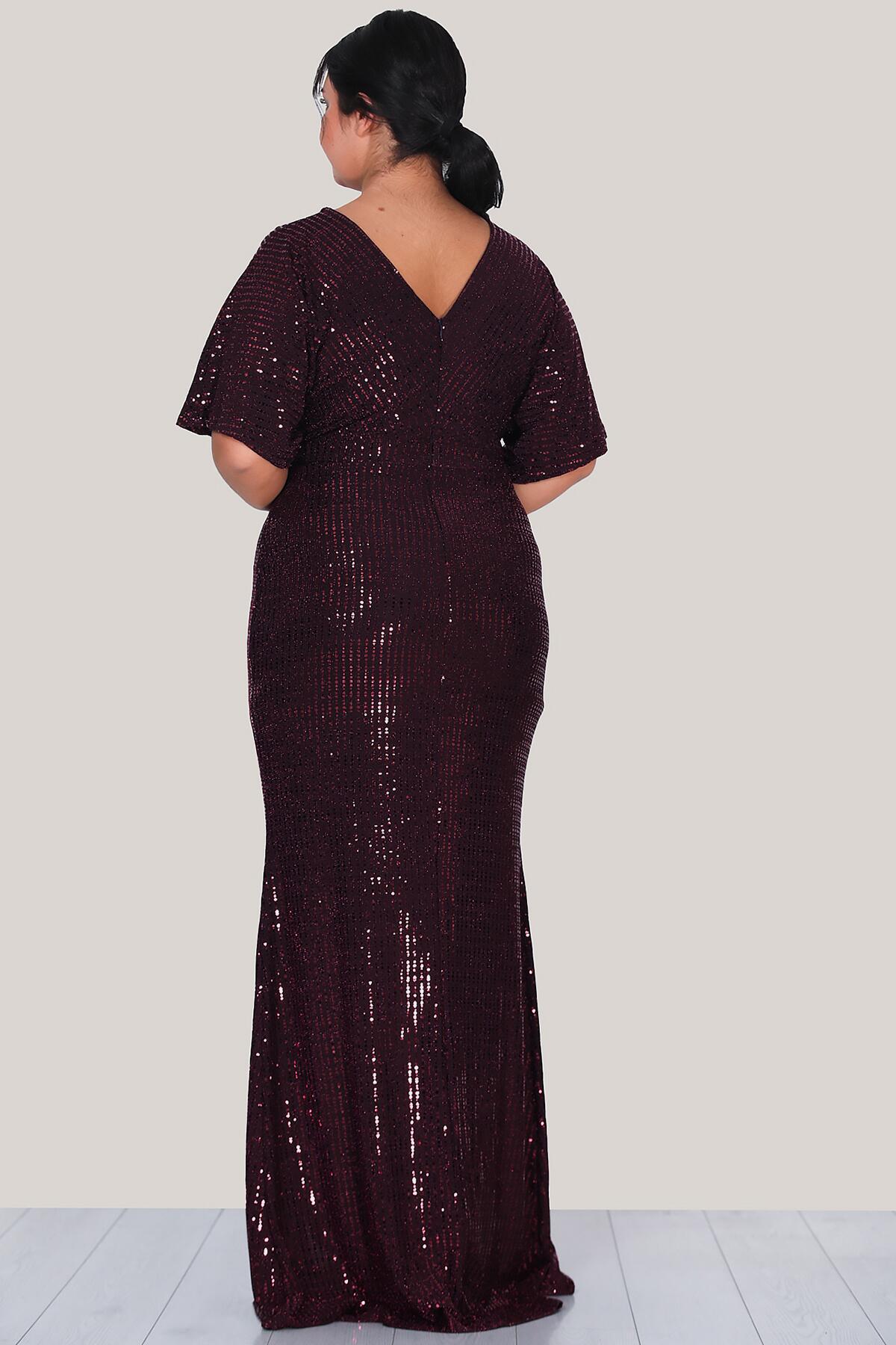 Plus - Size Sequin Evening Dress — Burgundy