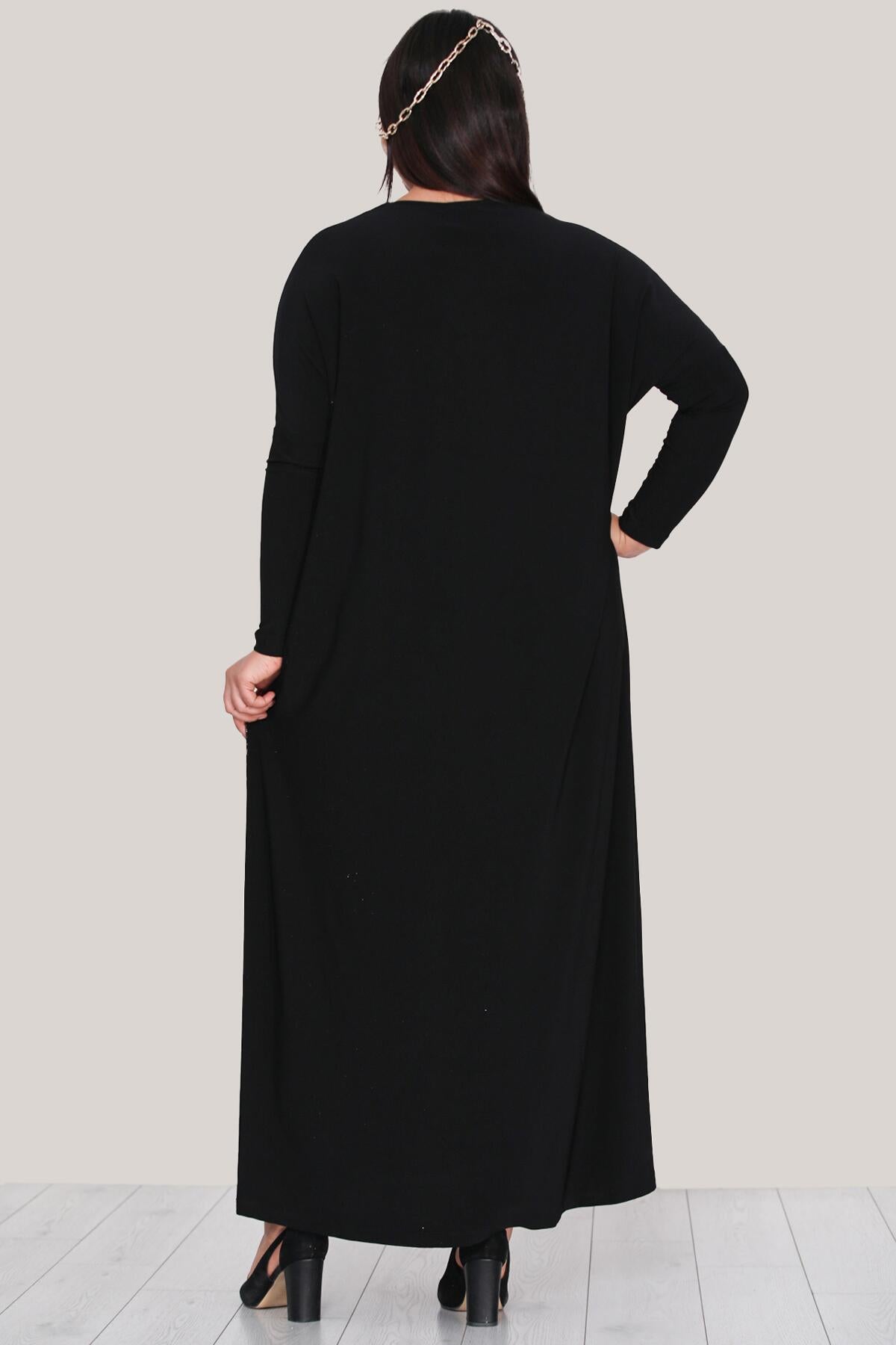 Plus - Size Maxi - Jurk – Zwart