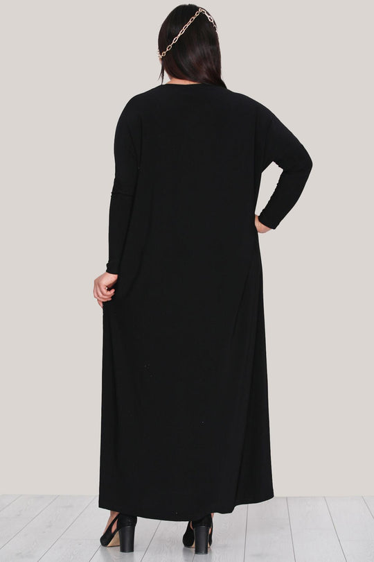 Plus - Size Maxi - Jurk – Zwart