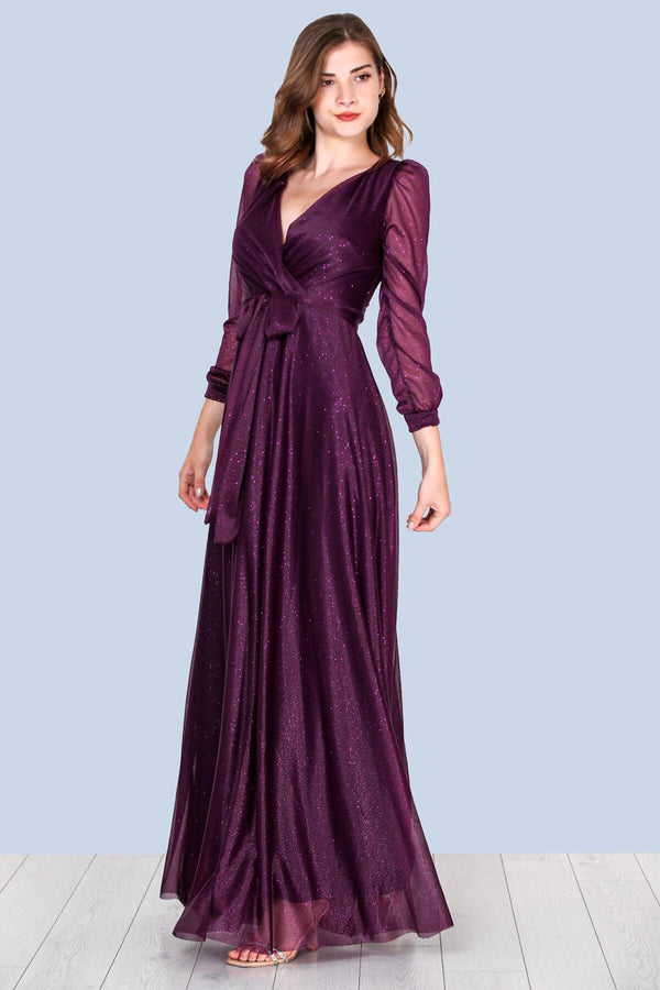 Lila Wickel - Ausschnitt Glitzer - Abendkleid