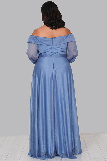Plus - Size Long Evening Gown — Blue