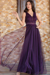 Robe De Soirée En Dentelle Violette