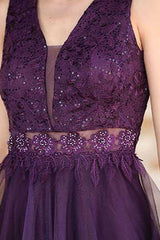 Robe De Soirée En Dentelle Violette