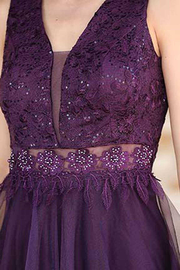 Women's Purple Lace Evening Dress