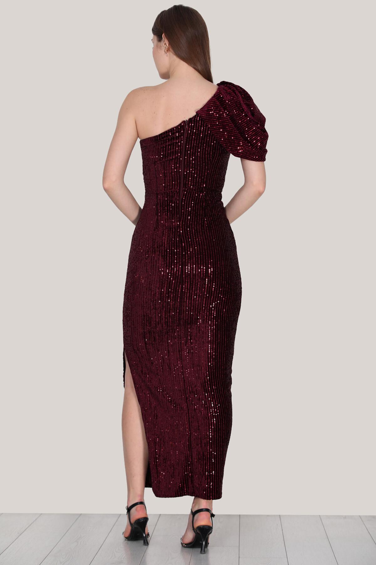 Pailletten - Abendkleid In Bordeaux