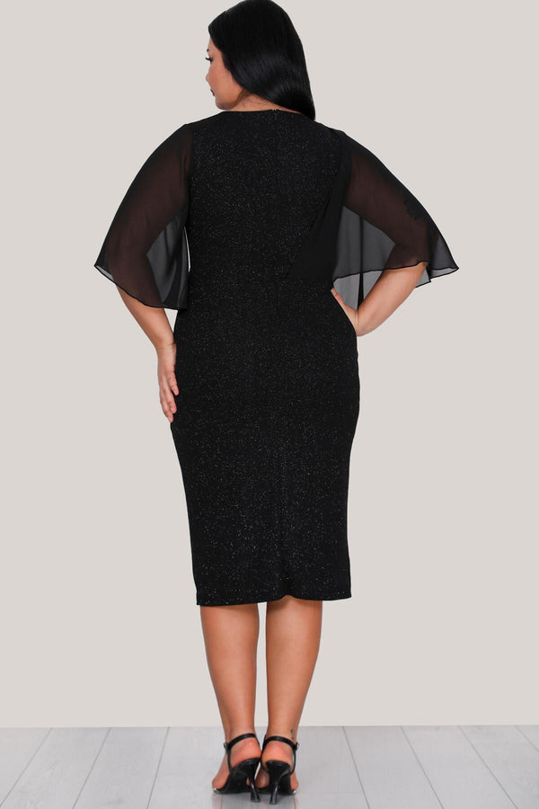 Plus - Size Glitter Midi - Jurk — Zwart