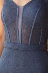Robe De Soirée Femme Sans Manches En Dentelle Scintillante — Indigo