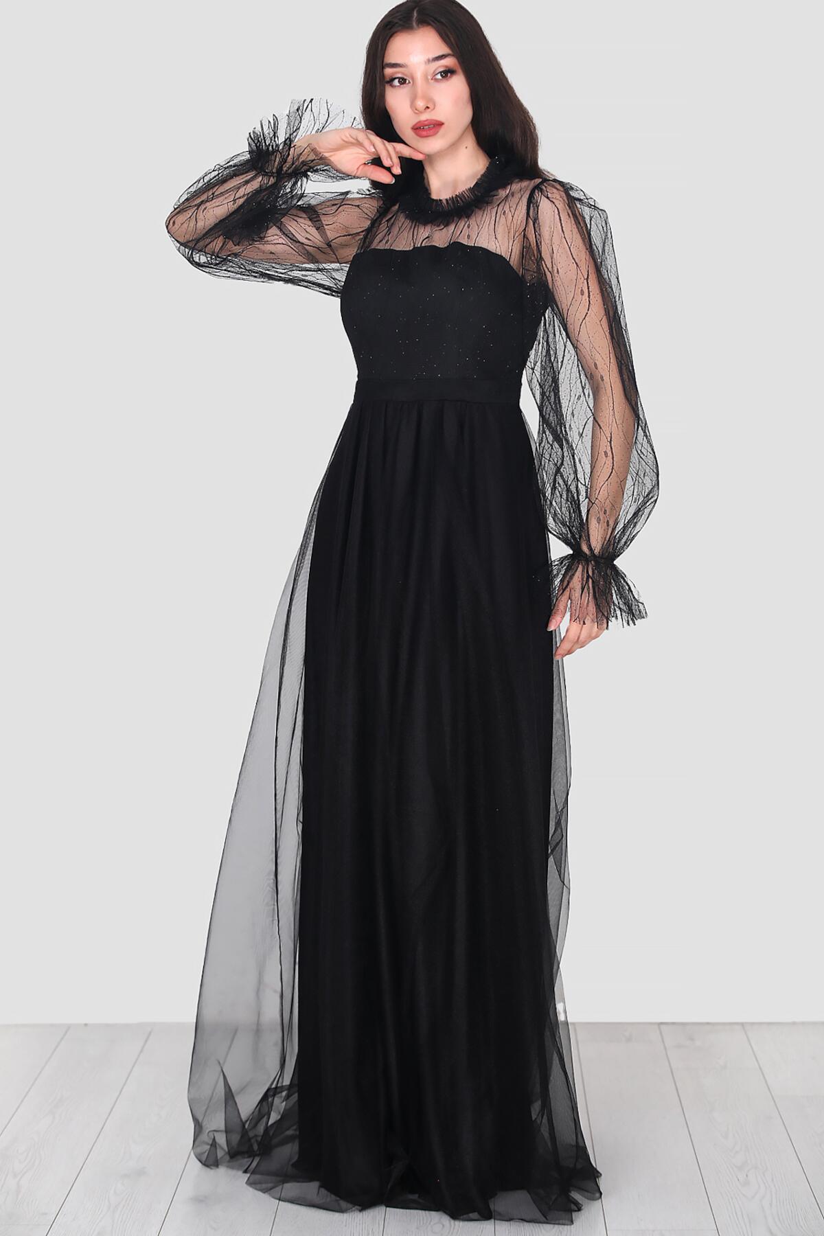 Kadın Uzun Abiye  Siyah