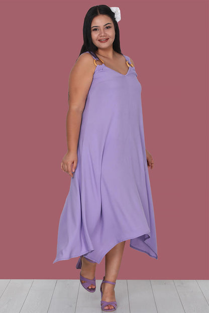 Plus - Size Asymmetric Dress — Lilac