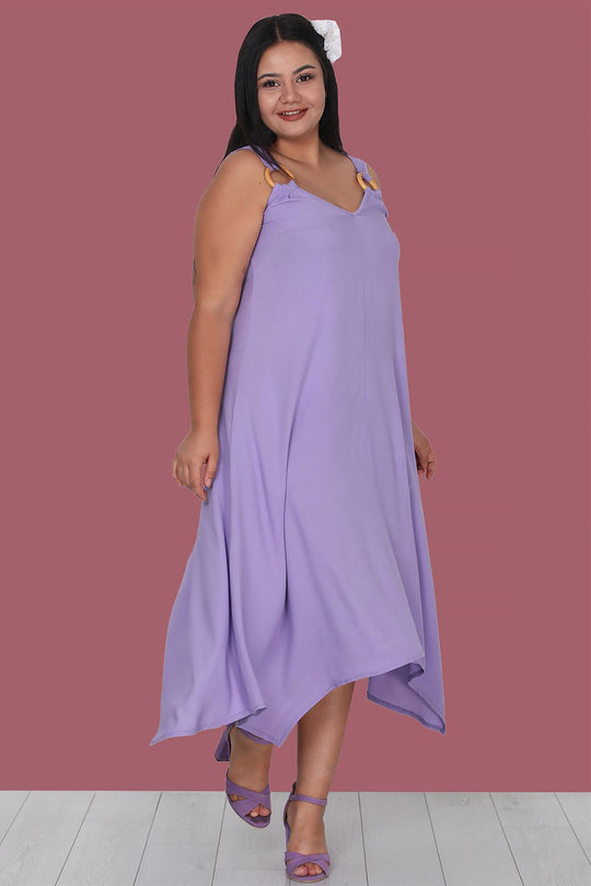 Asymmetrische Jurk – Lila (Grote Maten)