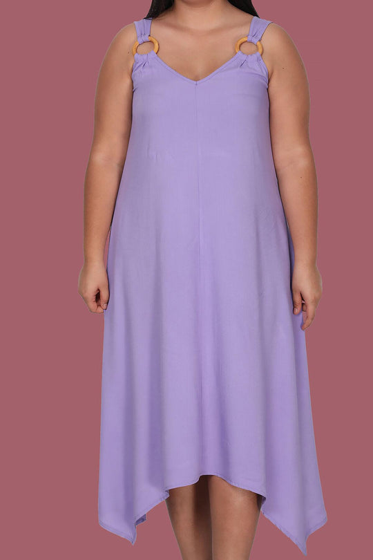 Asymmetrische Jurk – Lila (Grote Maten)