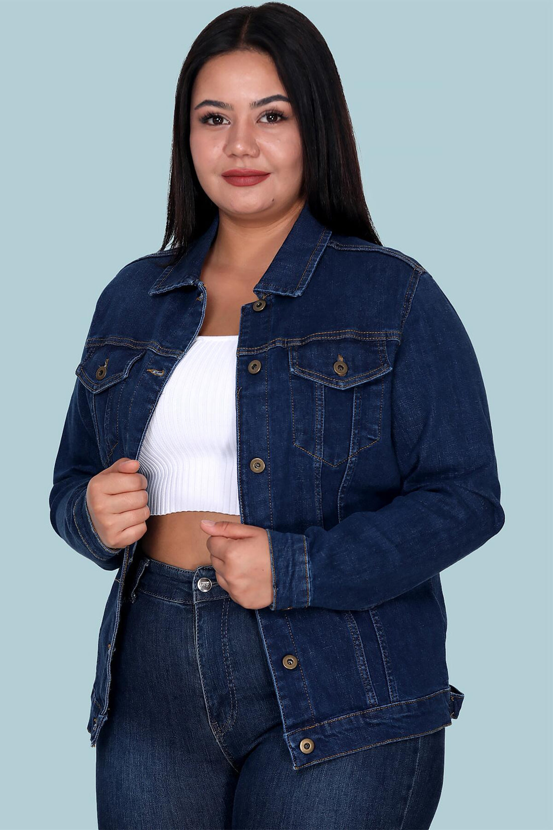 Veste En Denim Grande Taille