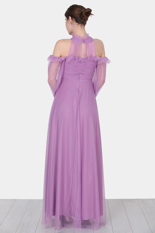 Lange Tule Avondjurk — Lila