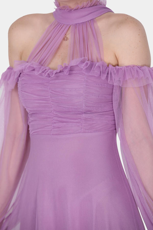 Lange Tule Avondjurk — Lila