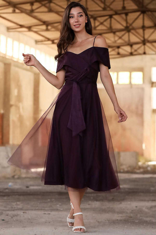 Lila Midi - Abendkleid