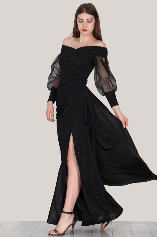 Schimmerndes Abendkleid, Schwarz