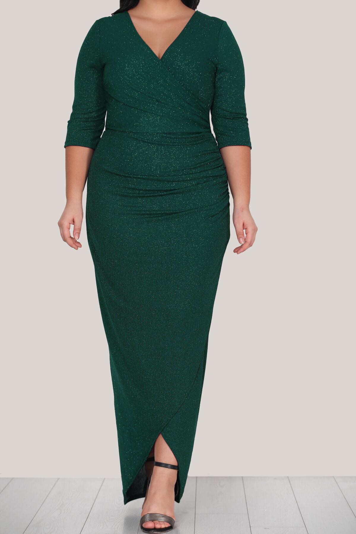 Glitter Galajurk — Smaragdgroen, Grote Maten