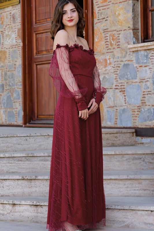 Long Burgundy Evening Dress