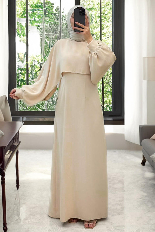 Long Crepe Dress — Cream