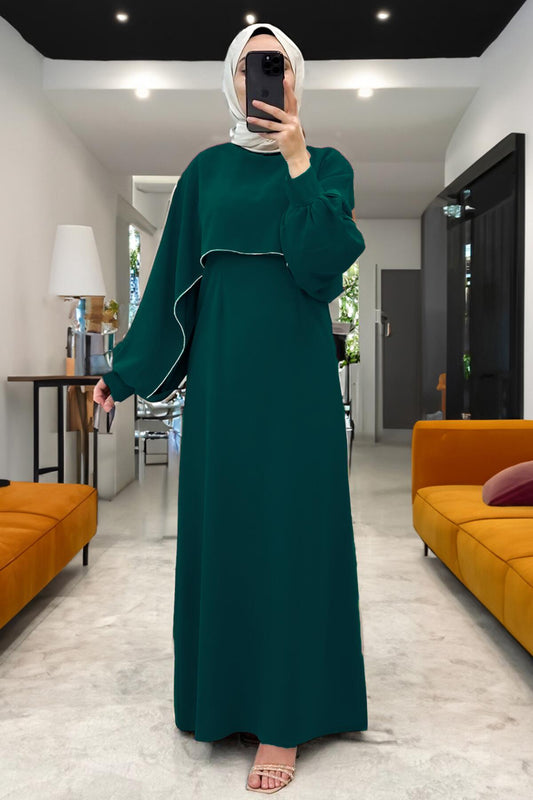Long Crepe Dress — Emerald