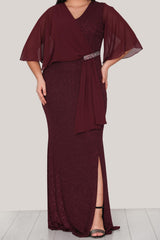 Robe De Soirée Longue Scintillante — Bordeaux