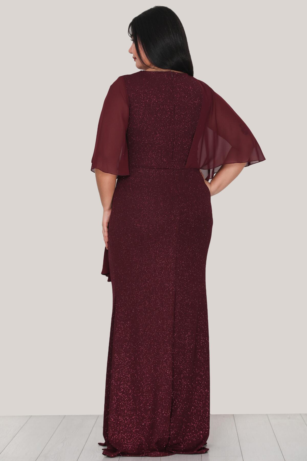 Büyük Beden Simli Uzun Abiye 