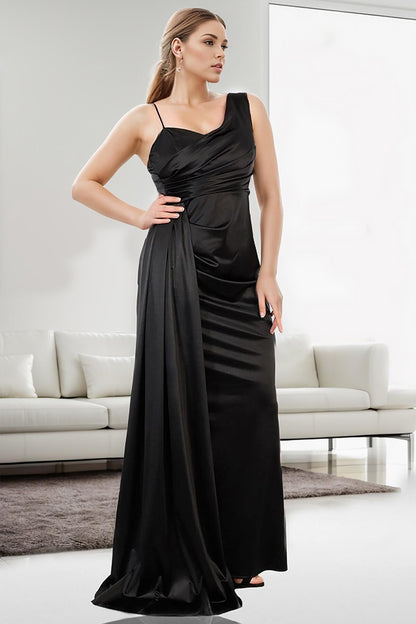 Plus Size Satin Gown - Black