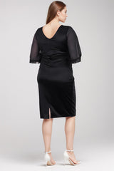 Robe De Soirée Courte Grande Taille Ornée De Sequins Et De Strass — Noir