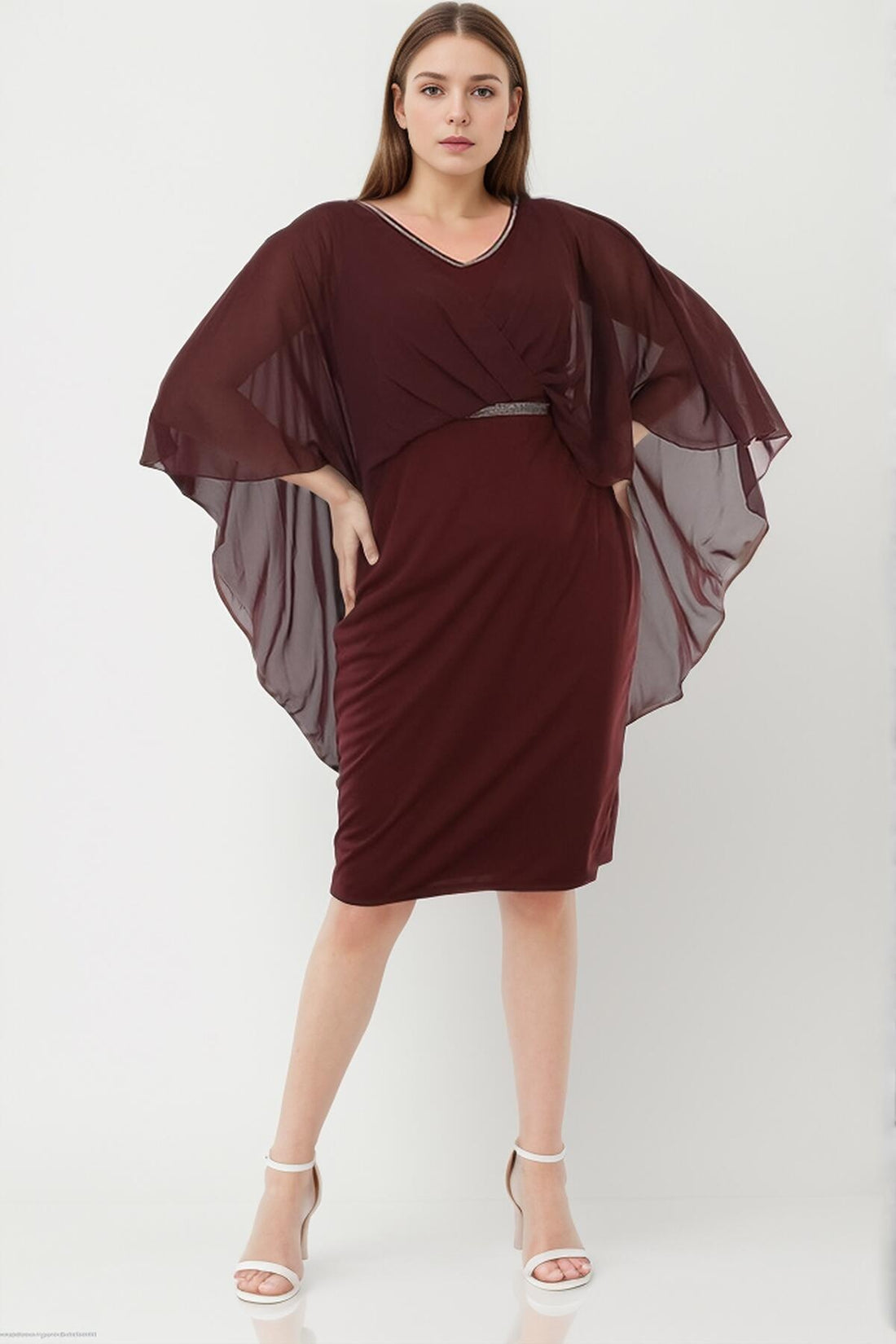 Chiffon Avondjurk – Grote Maat, Bordeaux