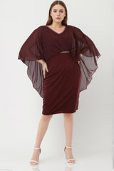 Chiffon Avondjurk – Grote Maat, Bordeaux