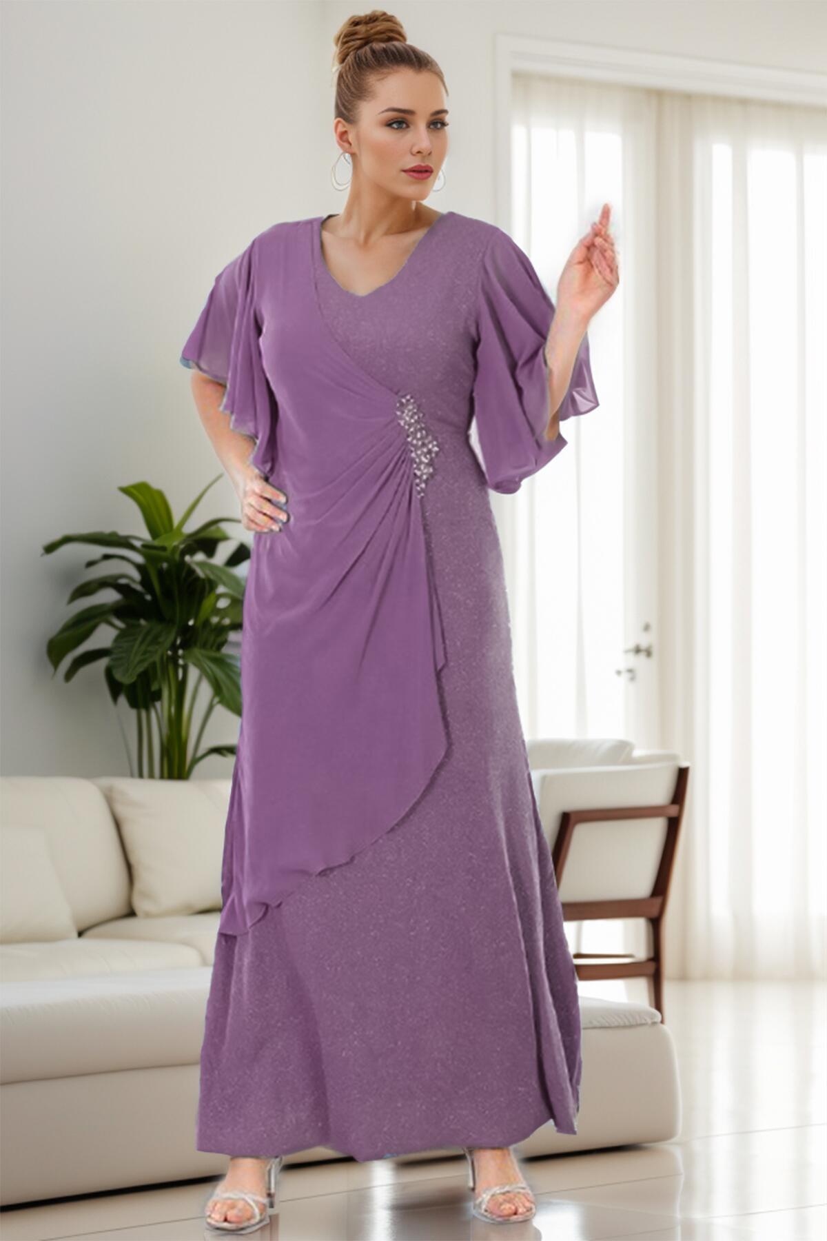 Plus - Size Glinsterende Avondjurk — Lila