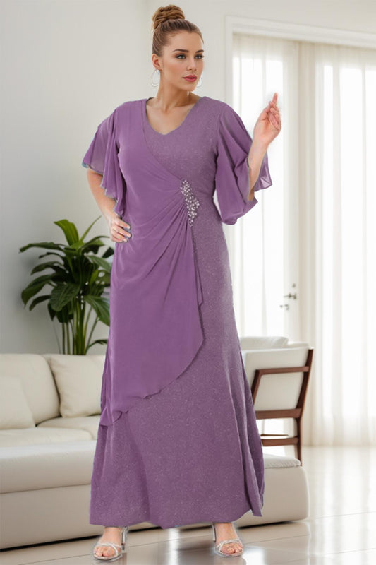 Glänzendes Abendkleid In Großen Größen — Flieder