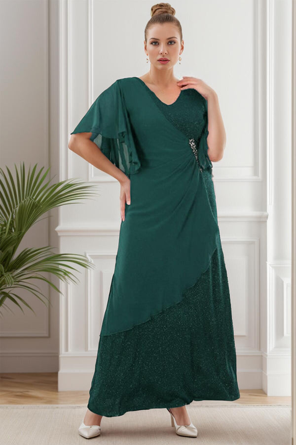 Glänzendes Abendkleid In Großen Größen — Smaragd