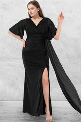 Plus - Size Lange Glinsterende Avondjurk — Zwart