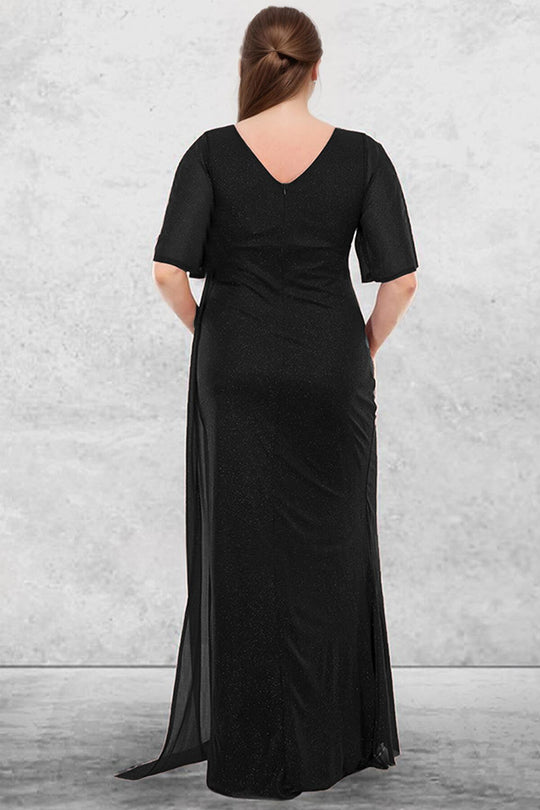 Plus - Size Lange Glinsterende Avondjurk — Zwart