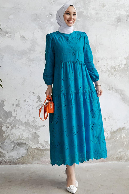 Turquoise Kanten Maxi - Jurk