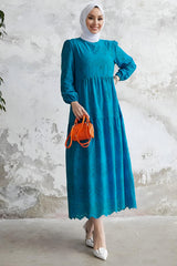 Robe Longue En Dentelle Turquoise