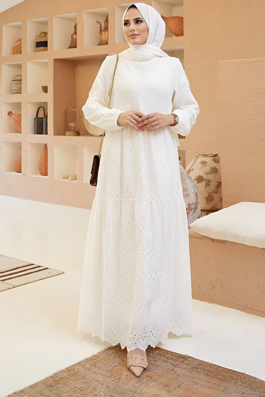 Ecru Guipure Maxi - Jurk