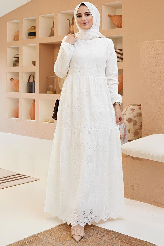 Ecru Guipure Maxi - Jurk
