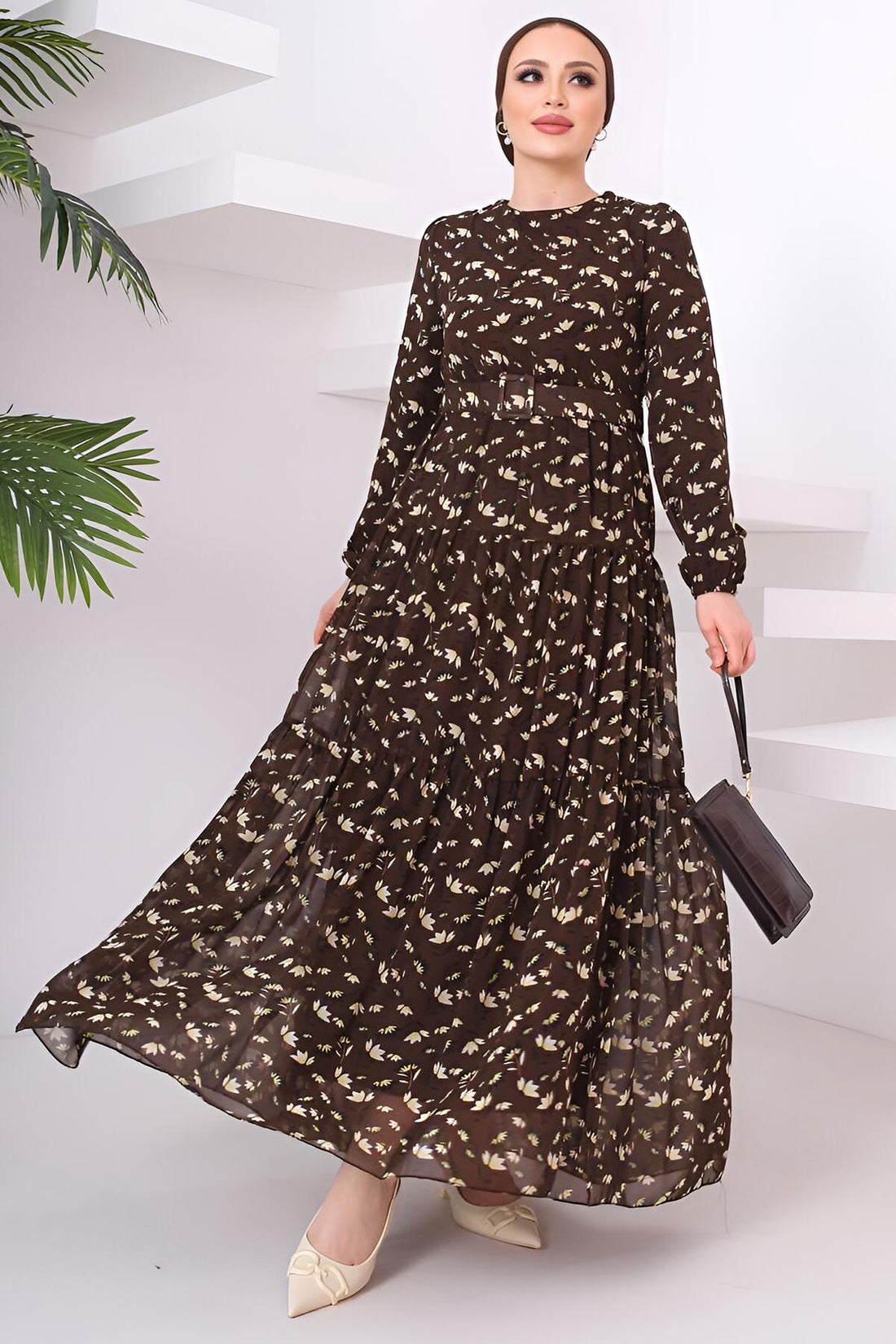 Robe Longue En Chiffon Multicolore
