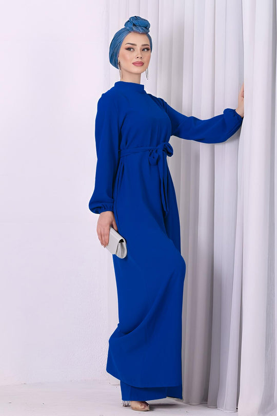 Half - Funnel - Neck Jumpsuit In Royal Blue
