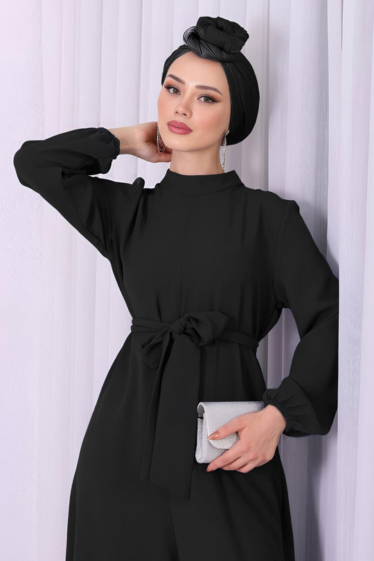 Mock - Neck Jumpsuit In Black